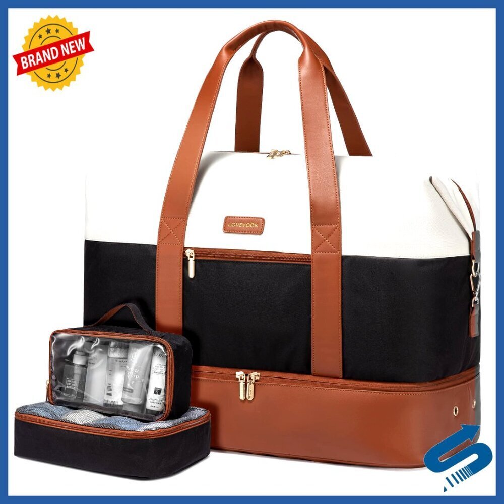 Large Travel Duffel Weekender Bag with Packing Cubes Shoe Compartment